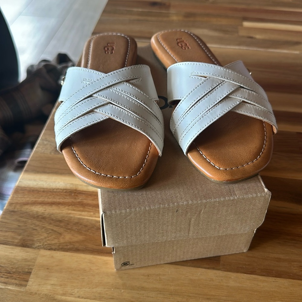 Ugg white leather sandals
